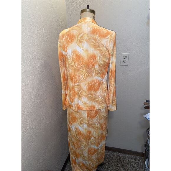 VINTAGE LADY BLAIR 70s Hostess Dress Set with Belt Maxi Sheath Pencil sz Medium - Picture 3 of 8